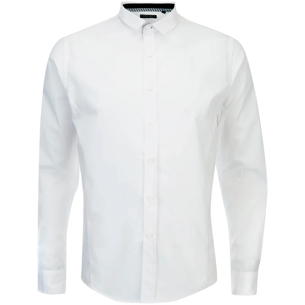 Brave Soul Men's Tudor Long Sleeve Shirt - White - S - White Image 1