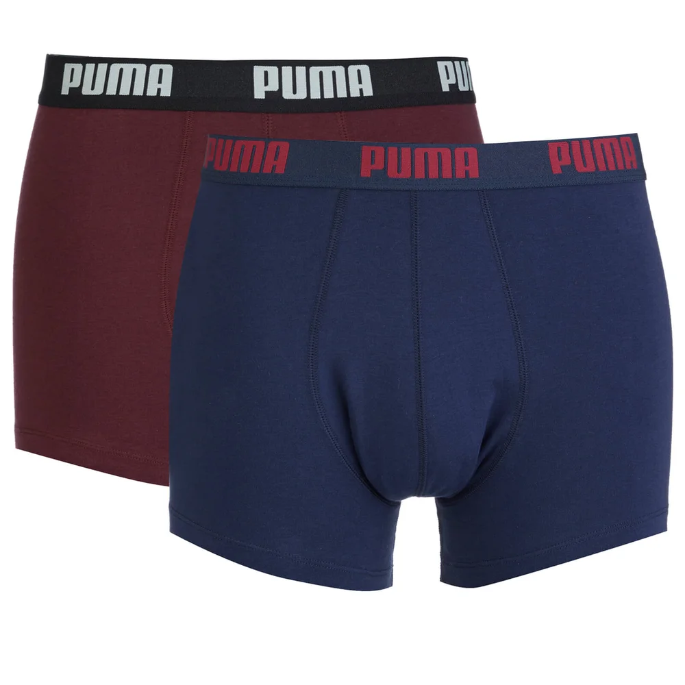 Puma Men's 2 Pack Basic Boxers - Burgundy/Navy - S - Burgundy Image 1