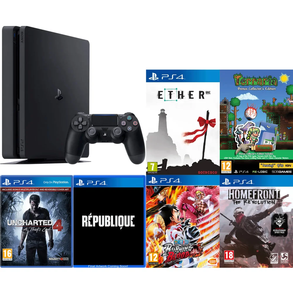 PlayStation 4 Slim 500GB Seven Game Bundle Image 1