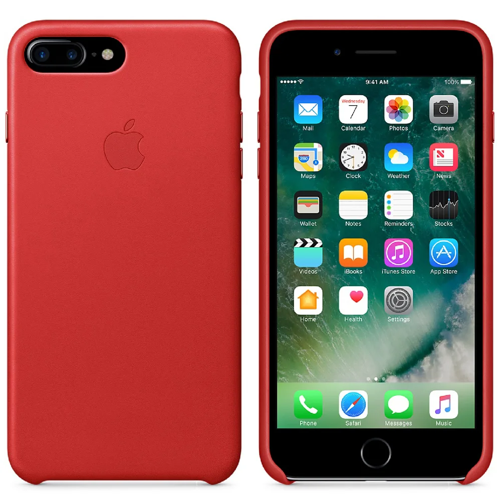 Apple iPhone 7 Plus Leather Case - Red Image 1