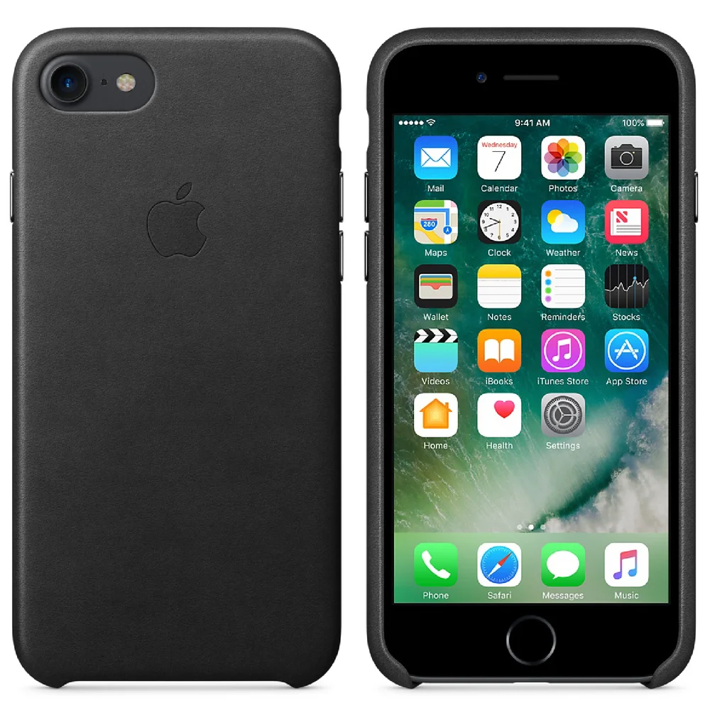 Apple iPhone 7 Leather Case - Black Image 1