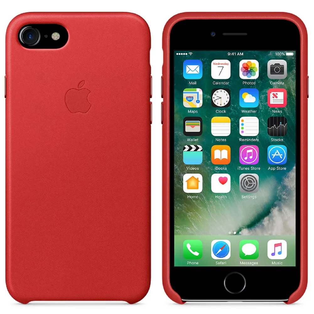 Apple iPhone 7 Leather Case - Red Image 1