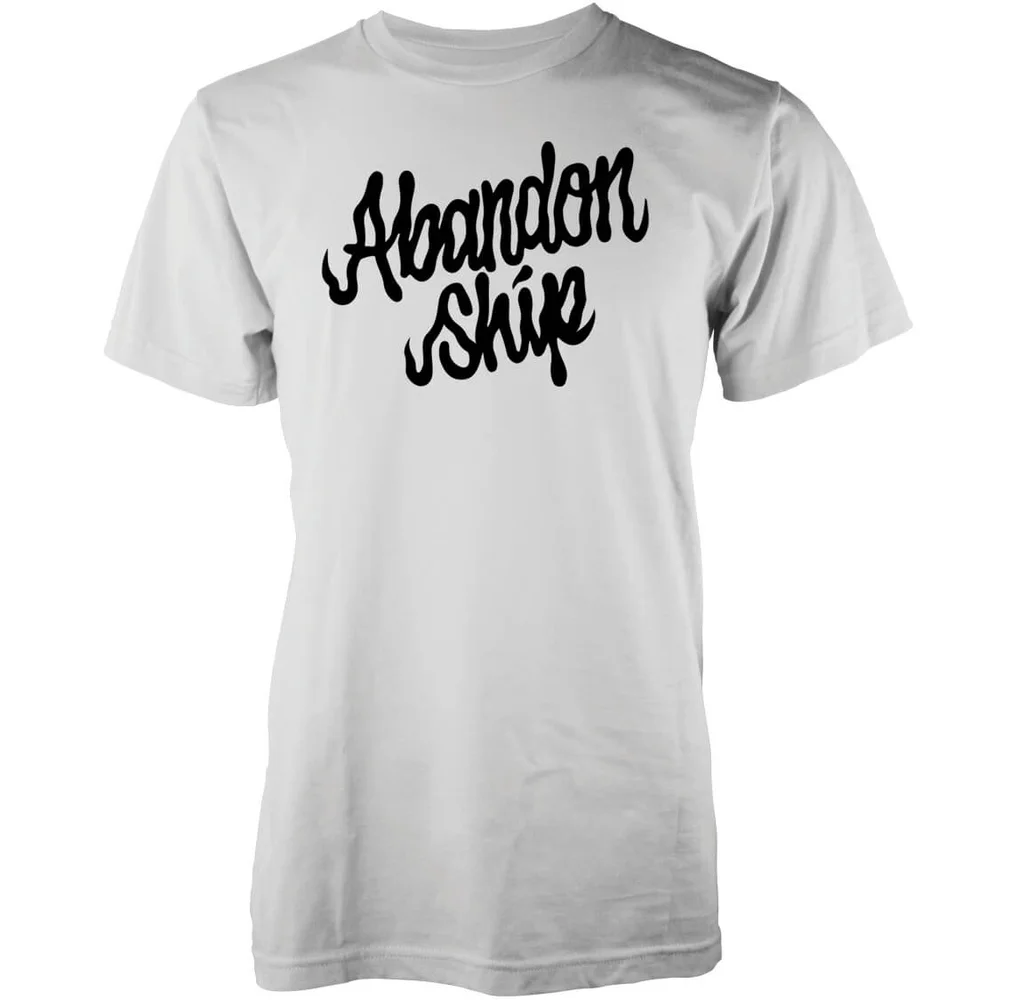 Abandon Ship Men's Fuzz Script Logo T-Shirt - White - S - White Image 1