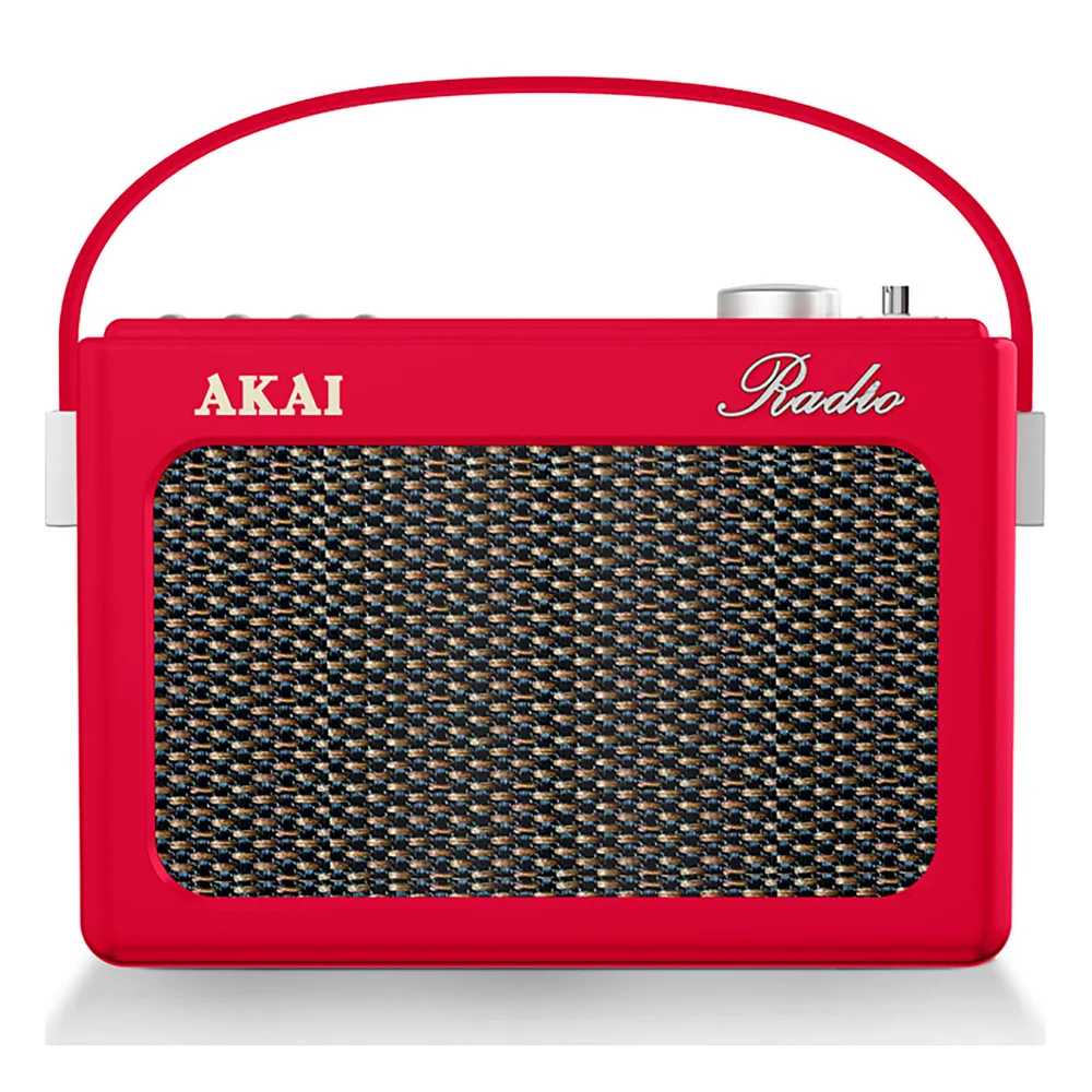 Akai Retro Vintage Portable Wireless DAB Radio with LCD Screen - Red Image 1