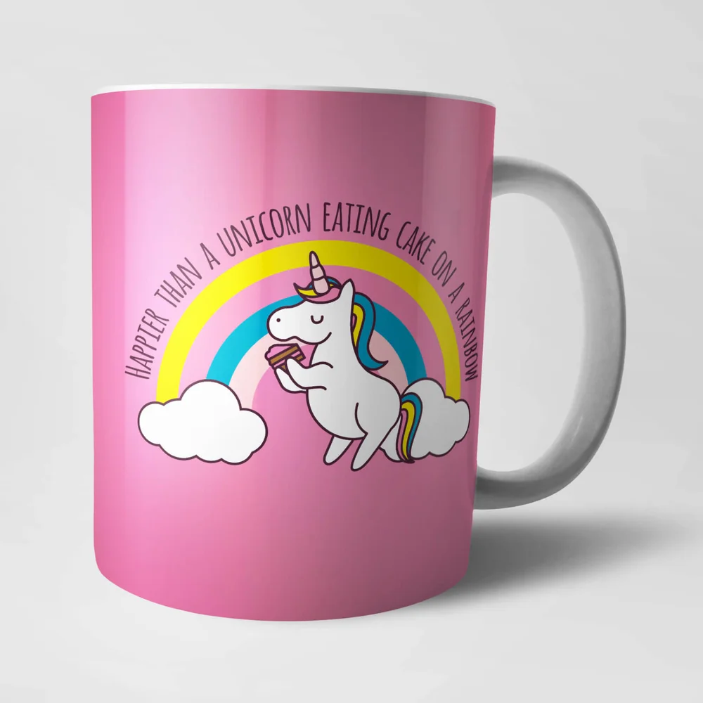 Happier Than A Unicorn Eating Cake Mug Image 1