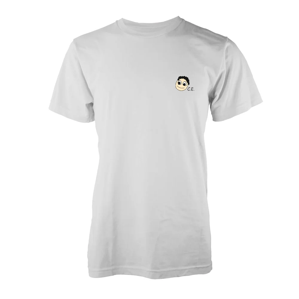 Casually Explained Mini Face Print White T-Shirt - YL - White Image 1