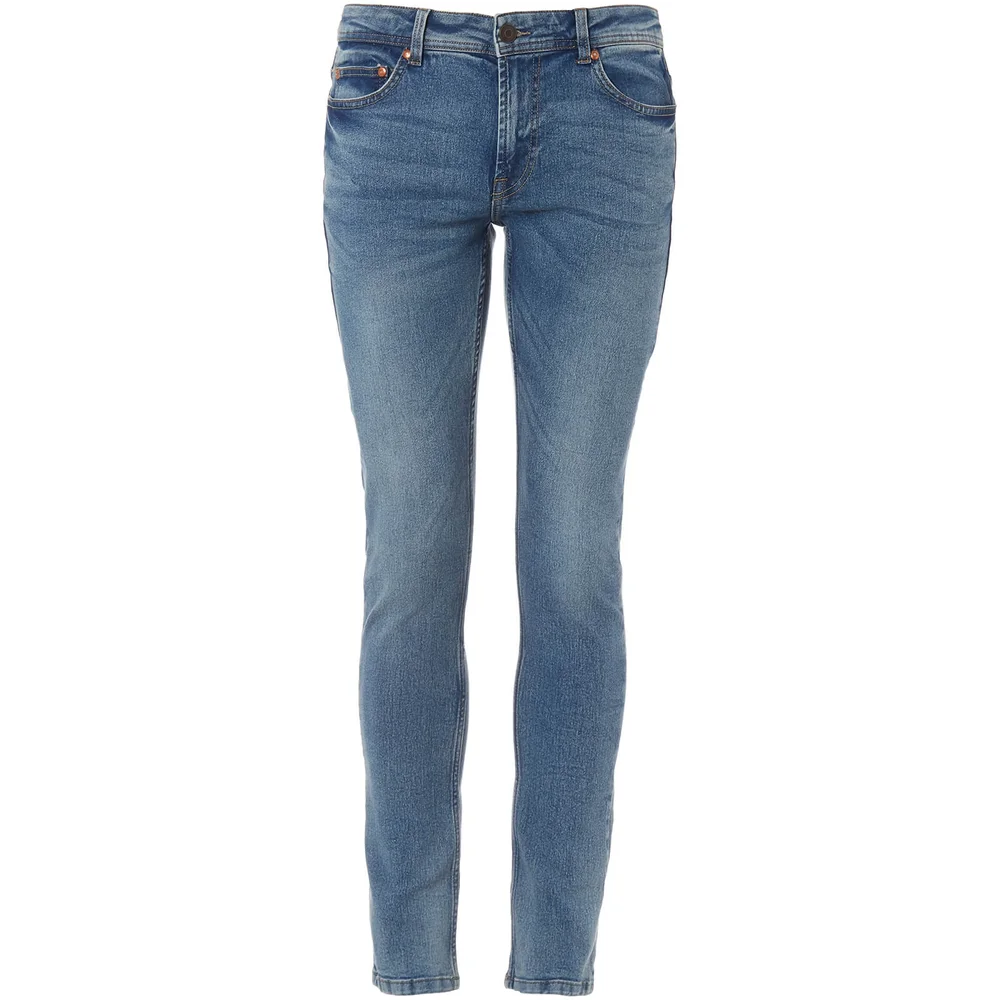 Troy Men's Loop Washed Slim Fit Jeans - Mid Blue Denim - W28/L30 - Blue Image 1
