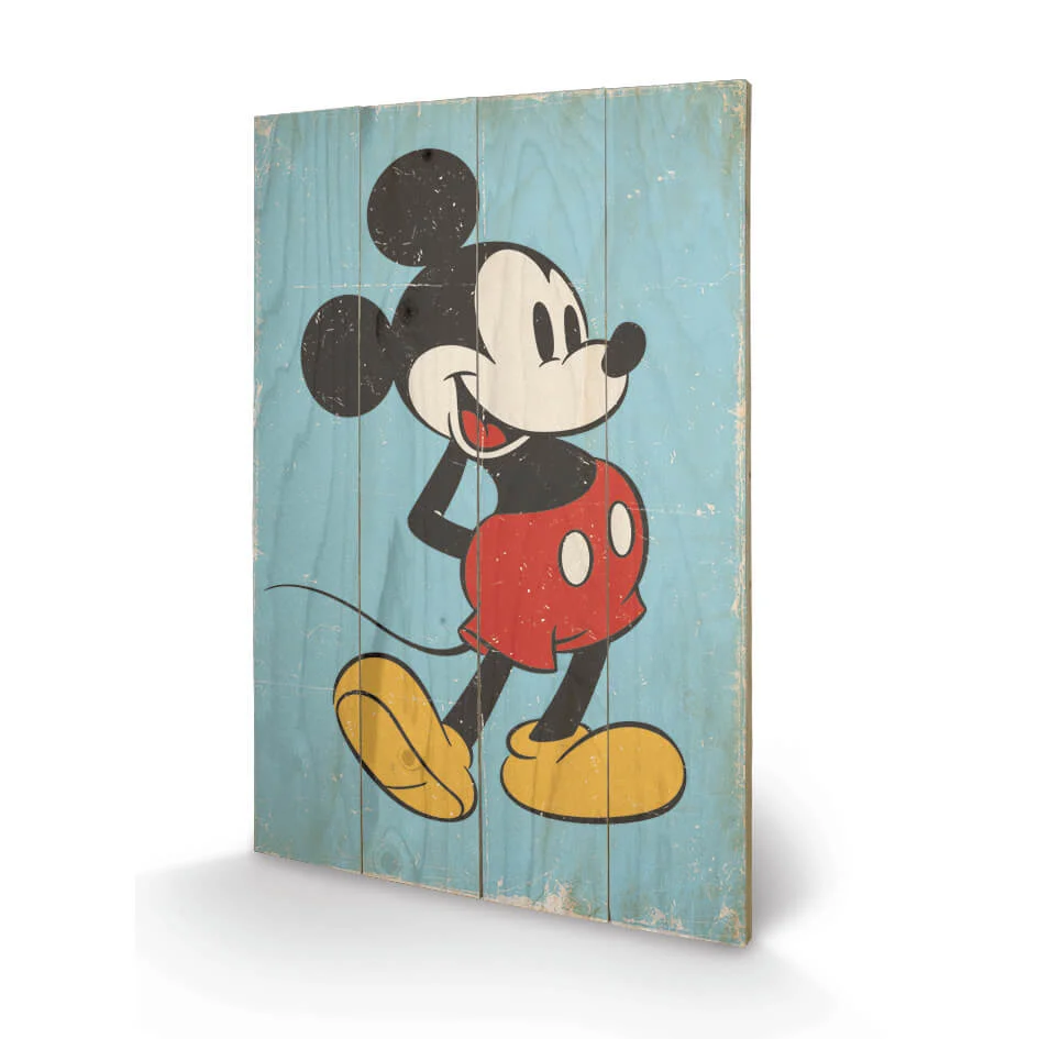 Disney Mickey Mouse Retro 40 x 39cm Wood Print Image 1