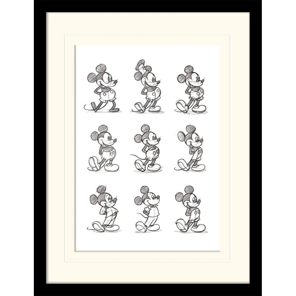 Disney Mickey Mouse Sketched Multi Mounted 30 x 40cm Print Image 1