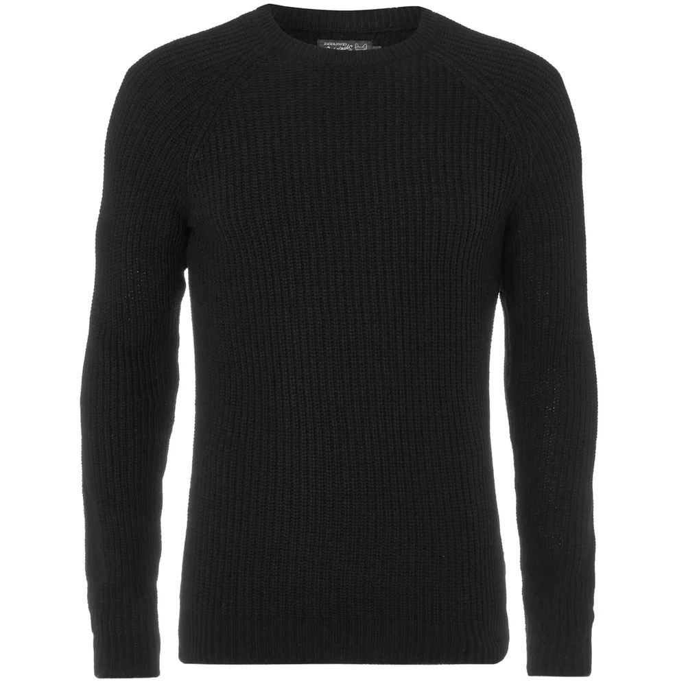 Jack & Jones Originals Men's Panel Rib Raglan Jumper - Black - S - Black Image 1