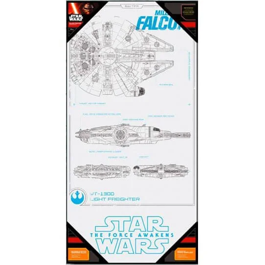 Star Wars Episode VII Glass Poster - Millennium Falcon (50 x 25cm) Image 1