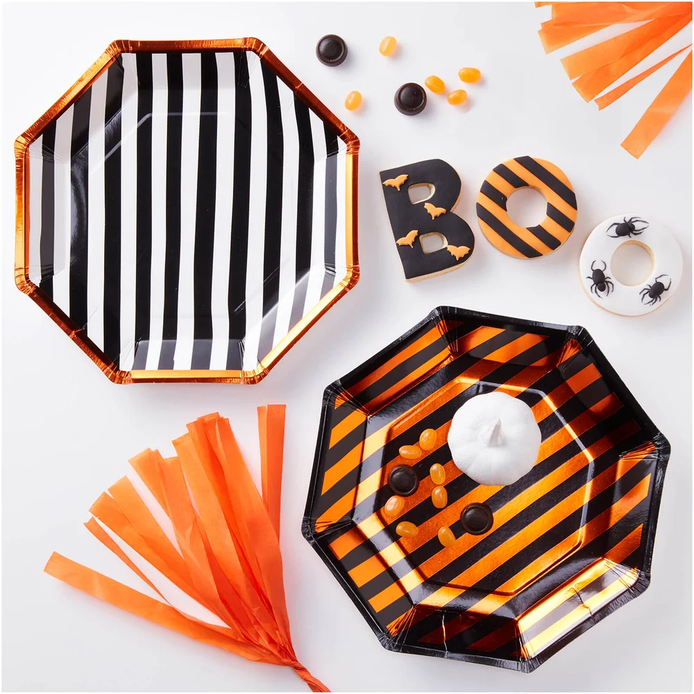 Ginger Ray Orange Foiled Twin Pack Design Paper Plates - Pumpkin Party Image 1