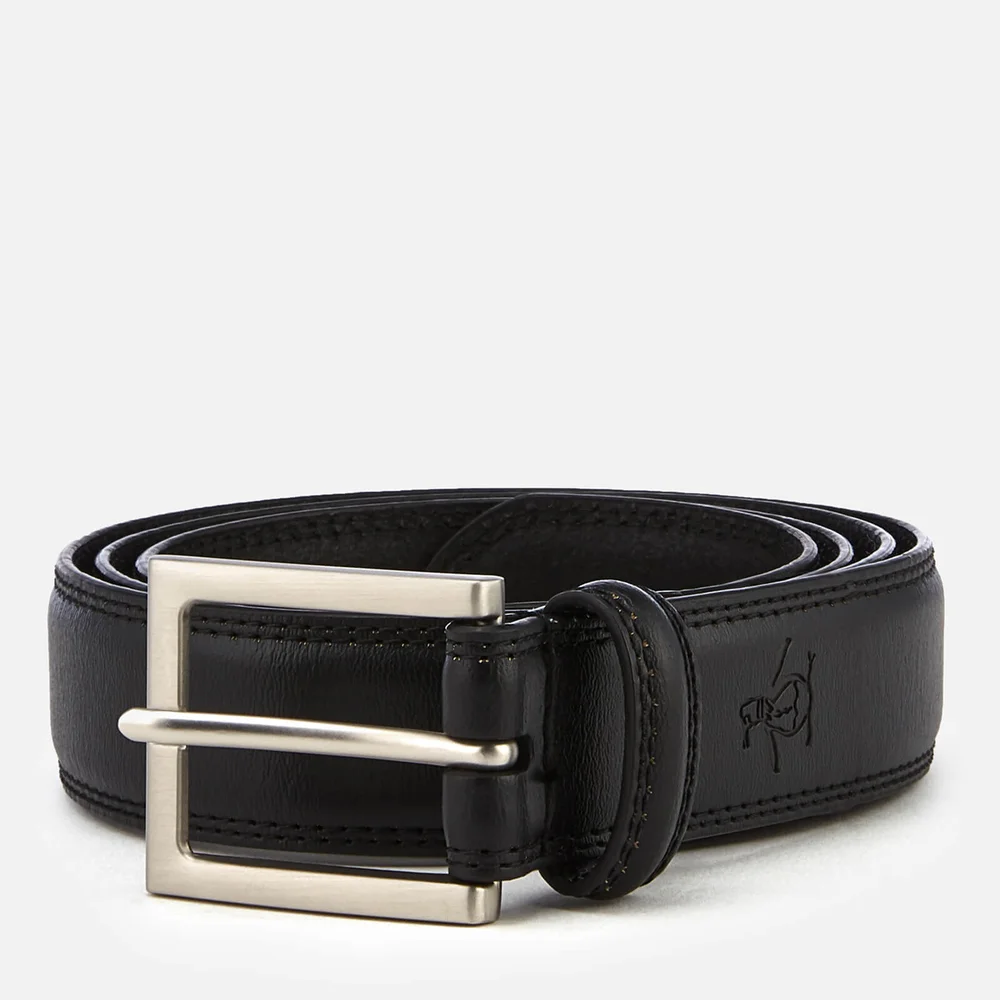 Original Penguin Men's Leather Double Edge Stitch Belt - Black - S-M - Black Image 1
