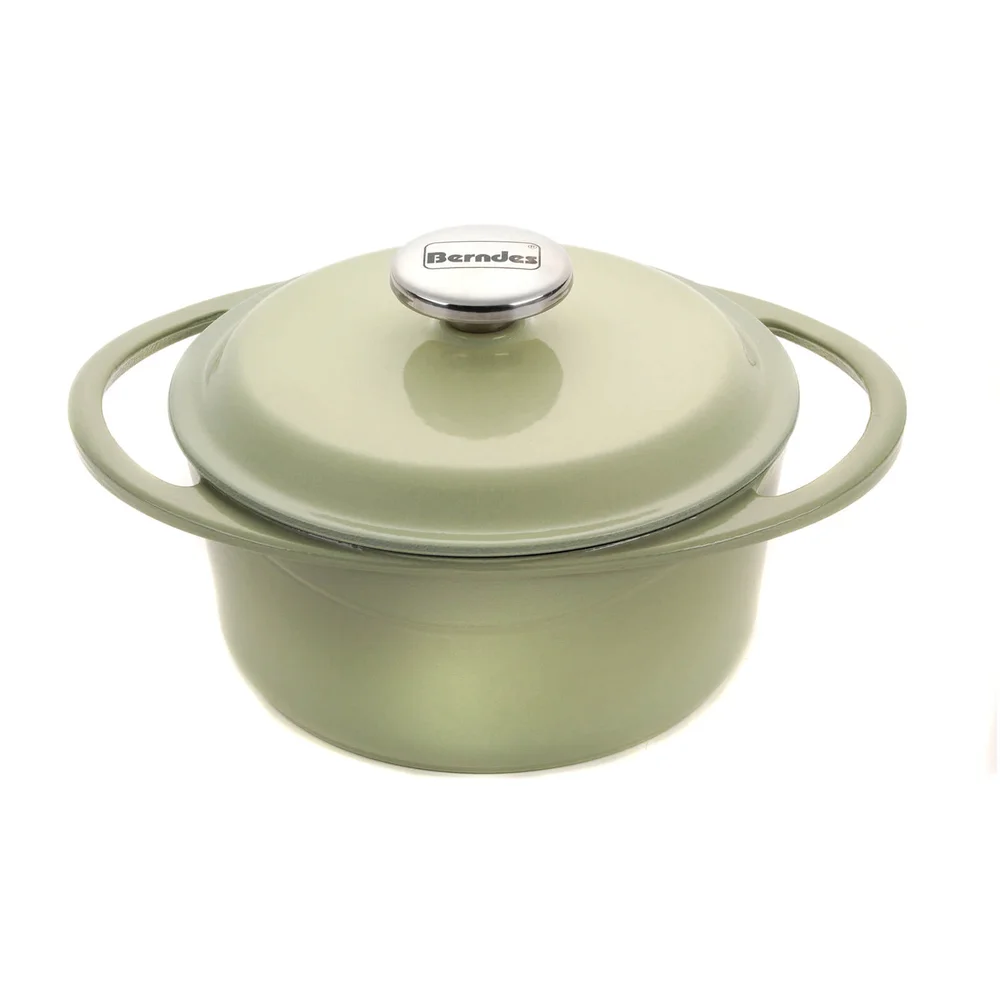 Berndes Cast Iron Round Casserole Dish - 20cm/2.4L - Green Image 1