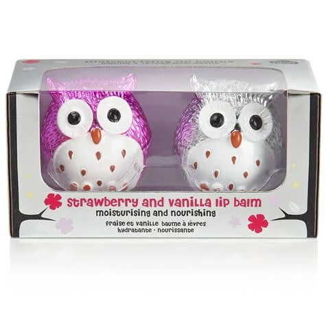Metallic Owl Lip Balm Duo - Strawberry/Vanilla Image 1