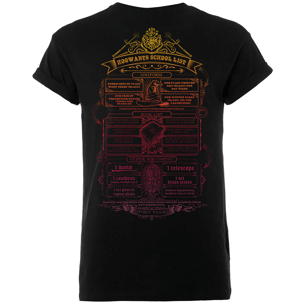 Harry Potter Hogwarts School List Men's Black T-Shirt - S Image 1