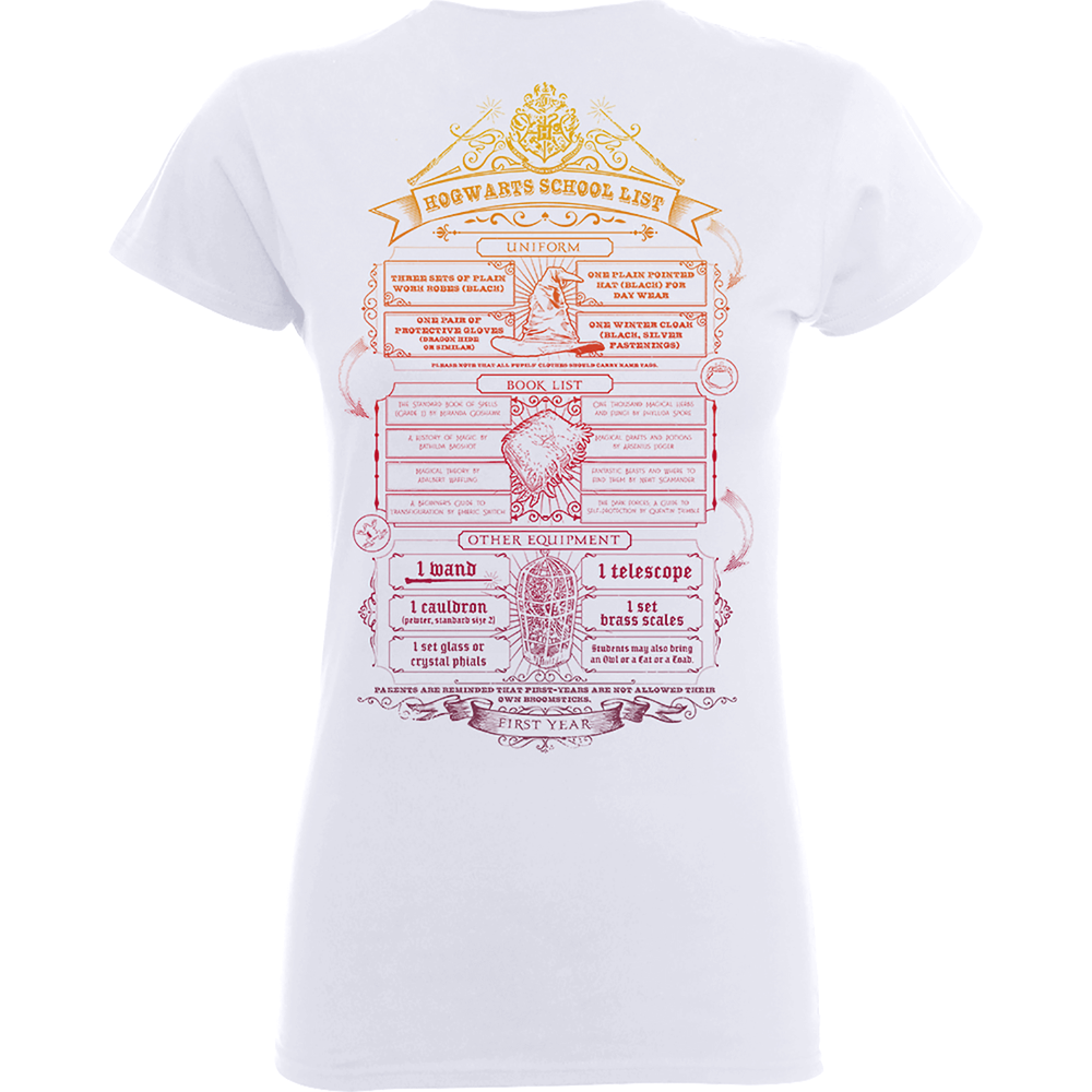 Harry Potter Hogwarts School List Women's White T-Shirt - S Image 1