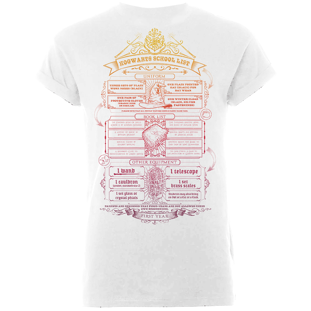 Harry Potter Hogwarts School List Men's White T-Shirt - S Image 1