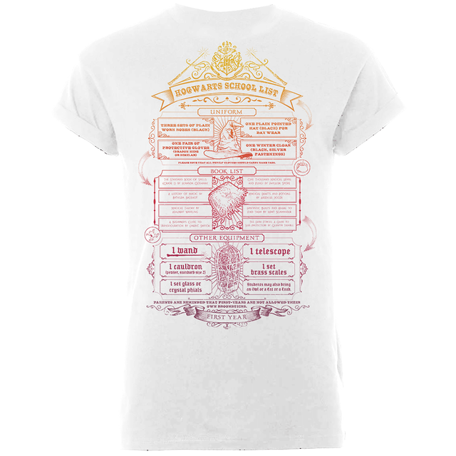 Harry Potter Hogwarts School List Men's White T-Shirt