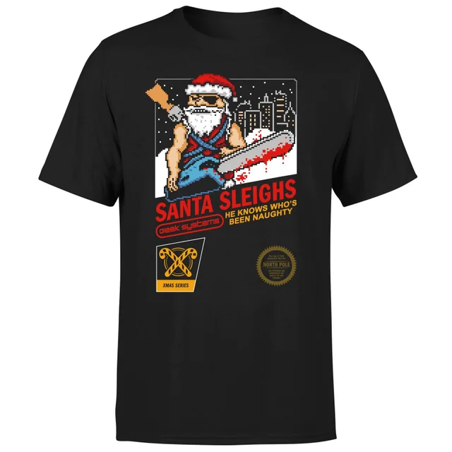 Santa Sleighs - Black T-Shirt
