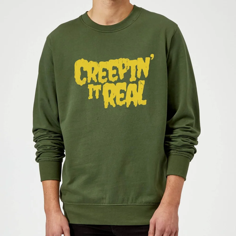 Creepin it Real Sweatshirt - Forest Green - S - Red Image 1