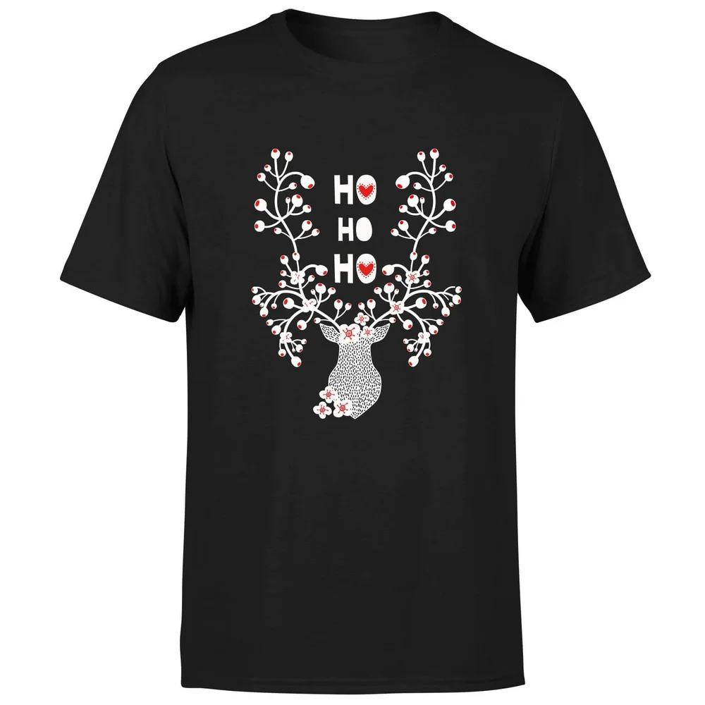 Ho Ho Ho Reindeer T-Shirt - Black - S - Black Image 1