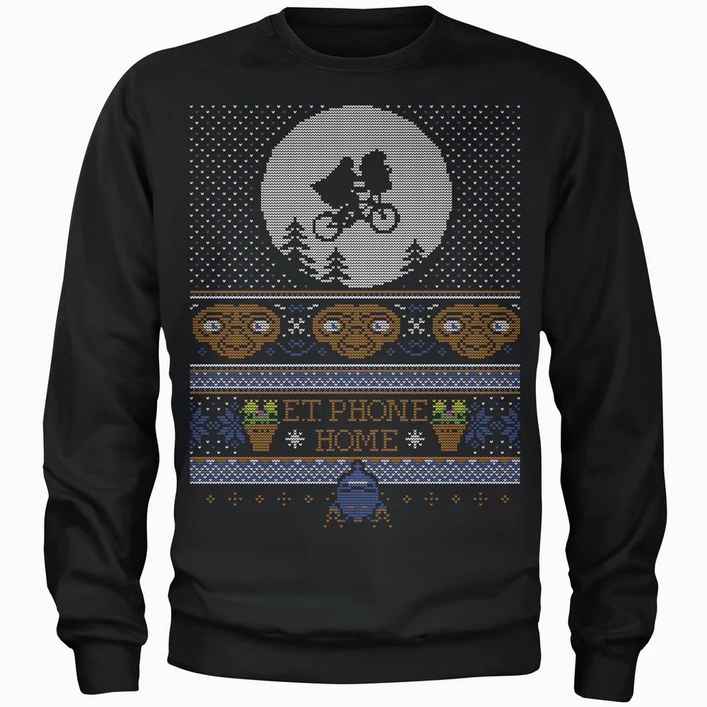 E.T Phone Home Fairisle Men's Christmas Sweater - Black - S Image 1