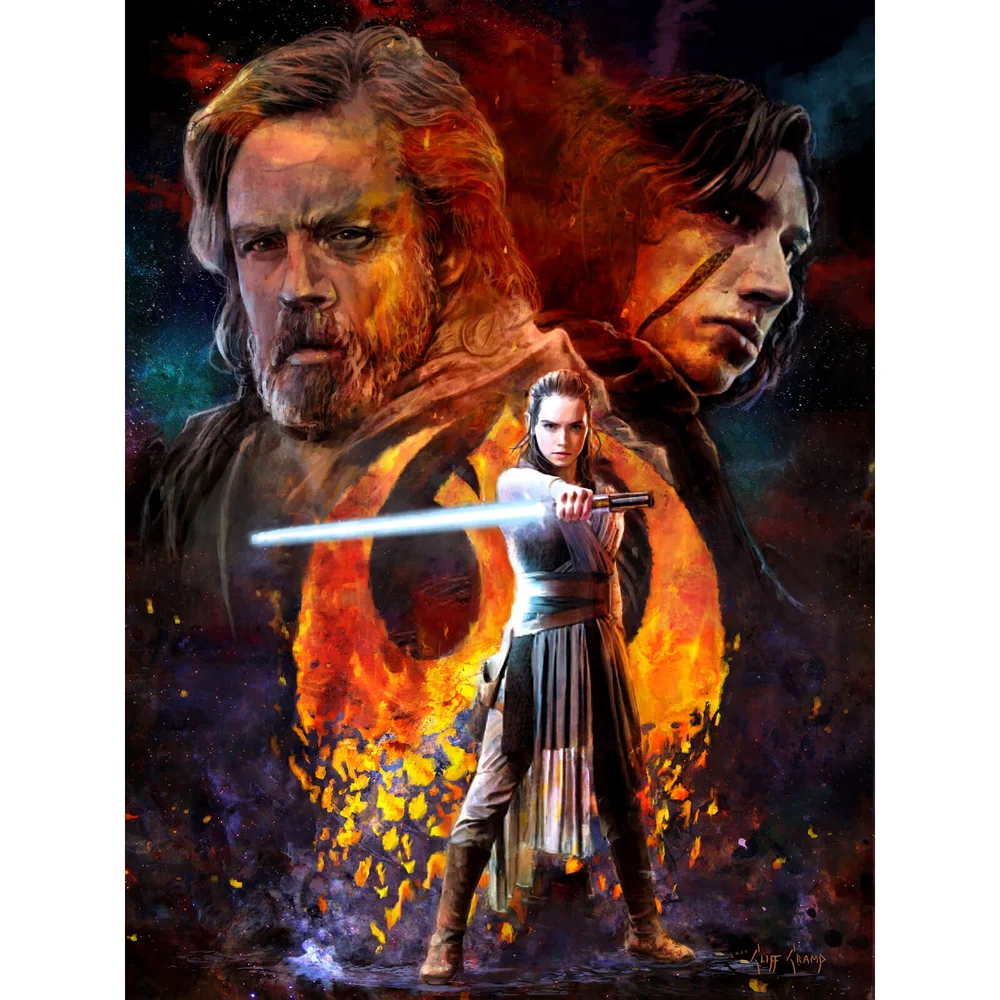 Star Wars: The Last Jedi "Disturbance" Lithograph By Cliff Cramp (18"x 24") Zavvi UK Exclusive Limited To 250 Pieces Image 1