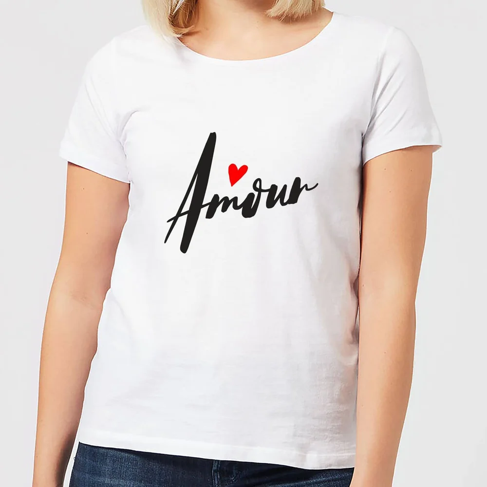 Amour Script Women's T-Shirt - White - S - White Image 1