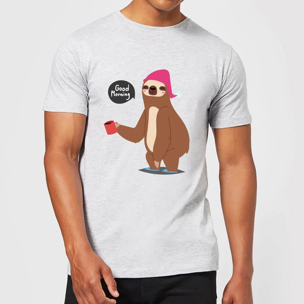 Sloth Good Morning T-Shirt - Grey - S - Grey Image 1