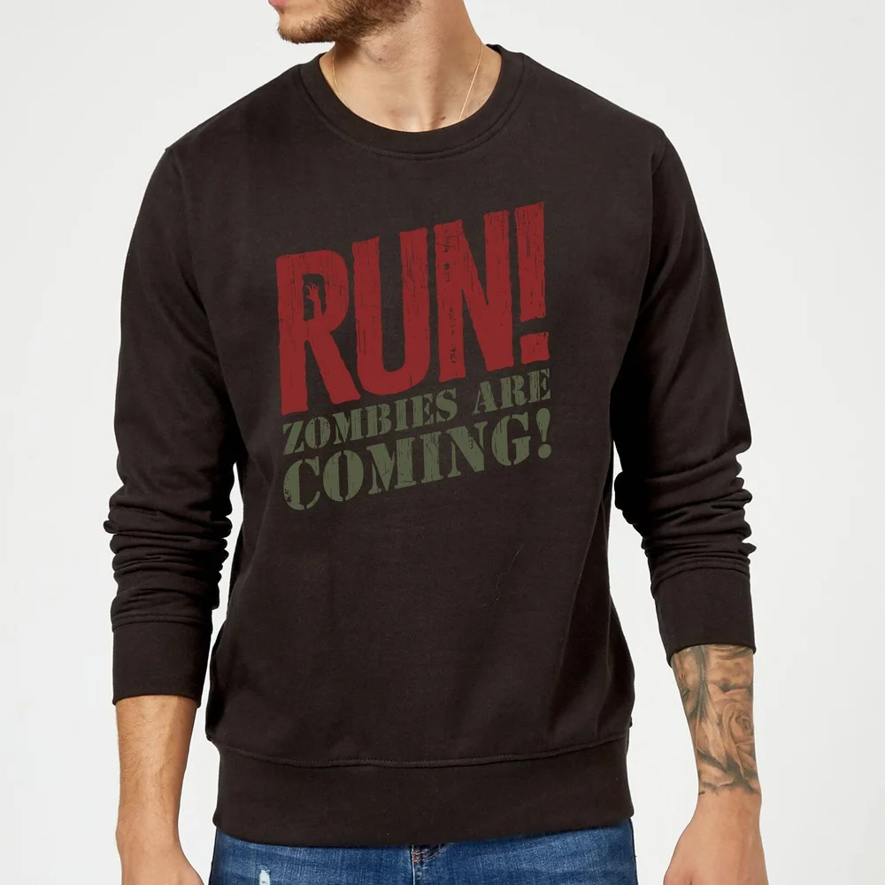 RUN! Zombies Are Coming! Sweatshirt - Black - S - Black Image 1