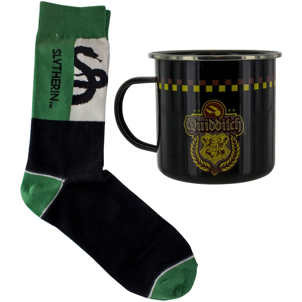Harry Potter Slytherin Quidditch Tin Mug and Socks Set Image 1