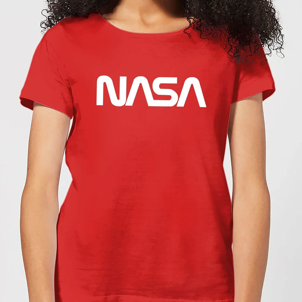 NASA Worm White Logotype Women's T-Shirt - Red - L Image 1
