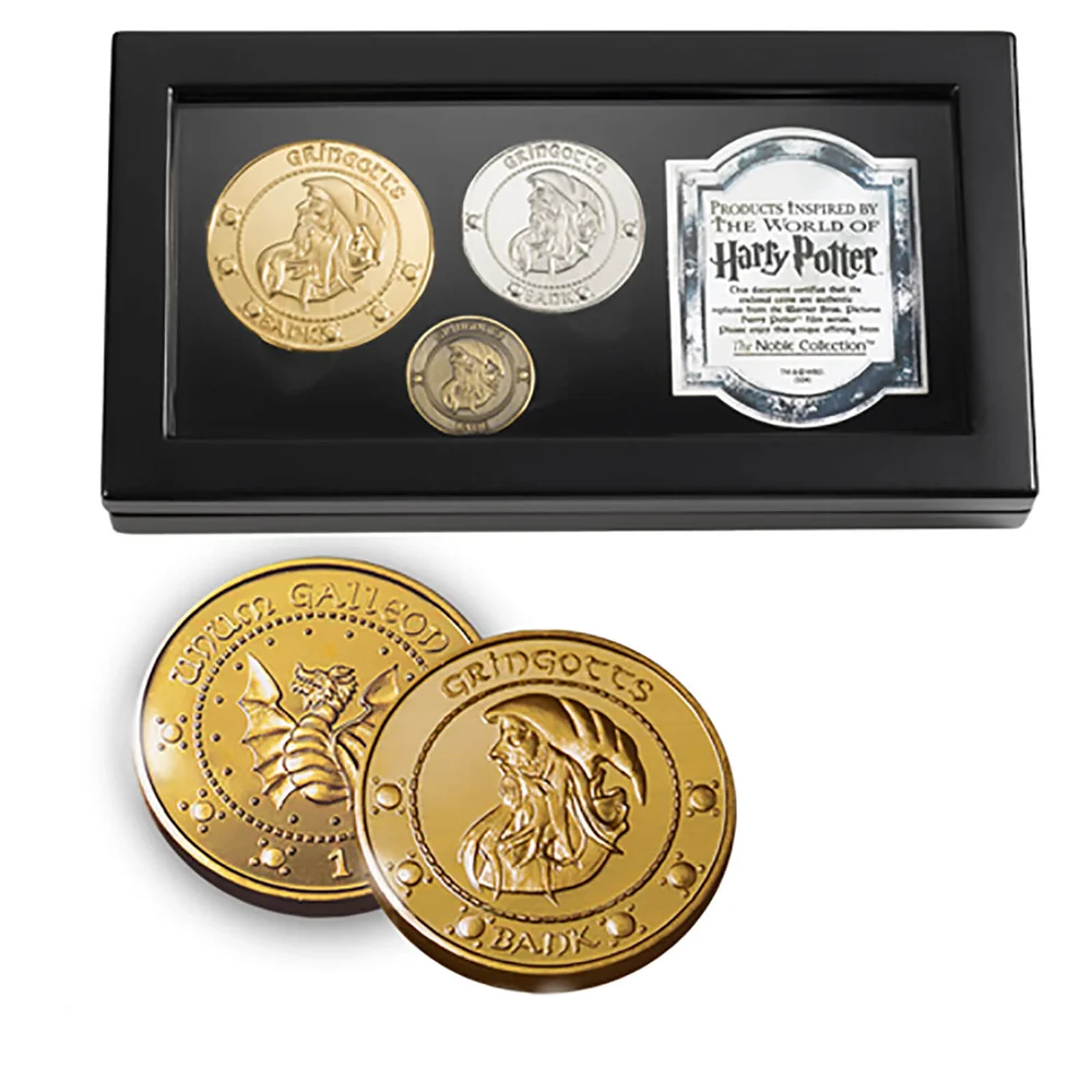 Harry Potter Gringotts Bank Coin Collection Includes the Galleon, Sickle and the Knut Image 1