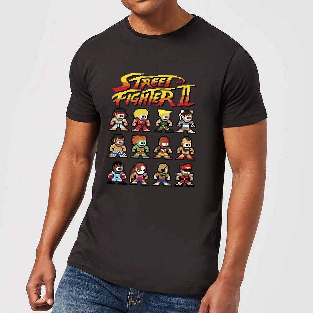 Street Fighter 2 Pixel Characters Men's T-Shirt - Black - S Image 1