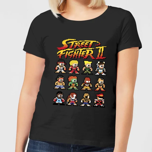 Street Fighter 2 Pixel Characters Women's T-Shirt - Black
