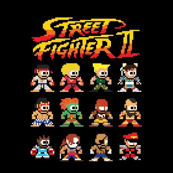 Street Fighter 2 Pixel Characters Women's T-Shirt - Black