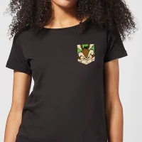 Looney Tunes Wile E Coyote Face Faux Pocket Women's T-Shirt - Black
