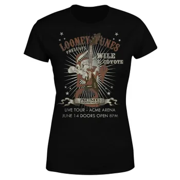Looney Tunes Wile E Coyote Guitar Arena Tour Women's T-Shirt - Black