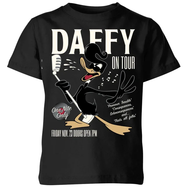 Looney Tunes Daffy Concert Kids' T-Shirt - Black