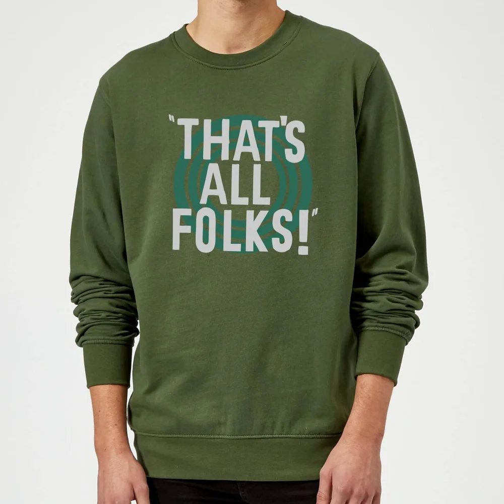 Looney Tunes That's All Folks Sweatshirt - Forest Green - XL Image 1