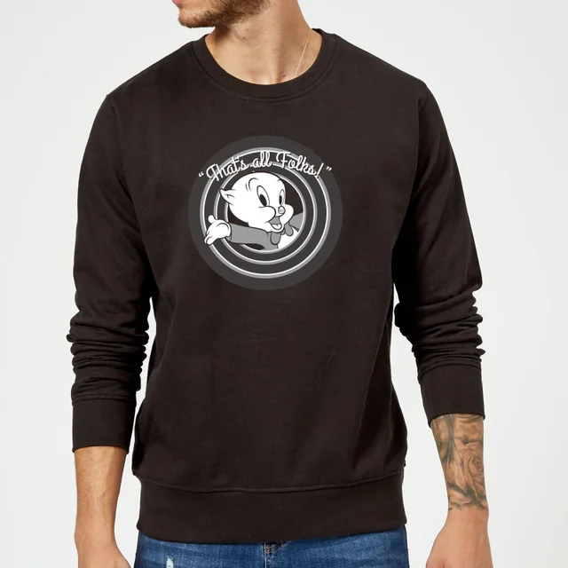 Looney Tunes That's All Folks Porky Pig Sweatshirt - Black