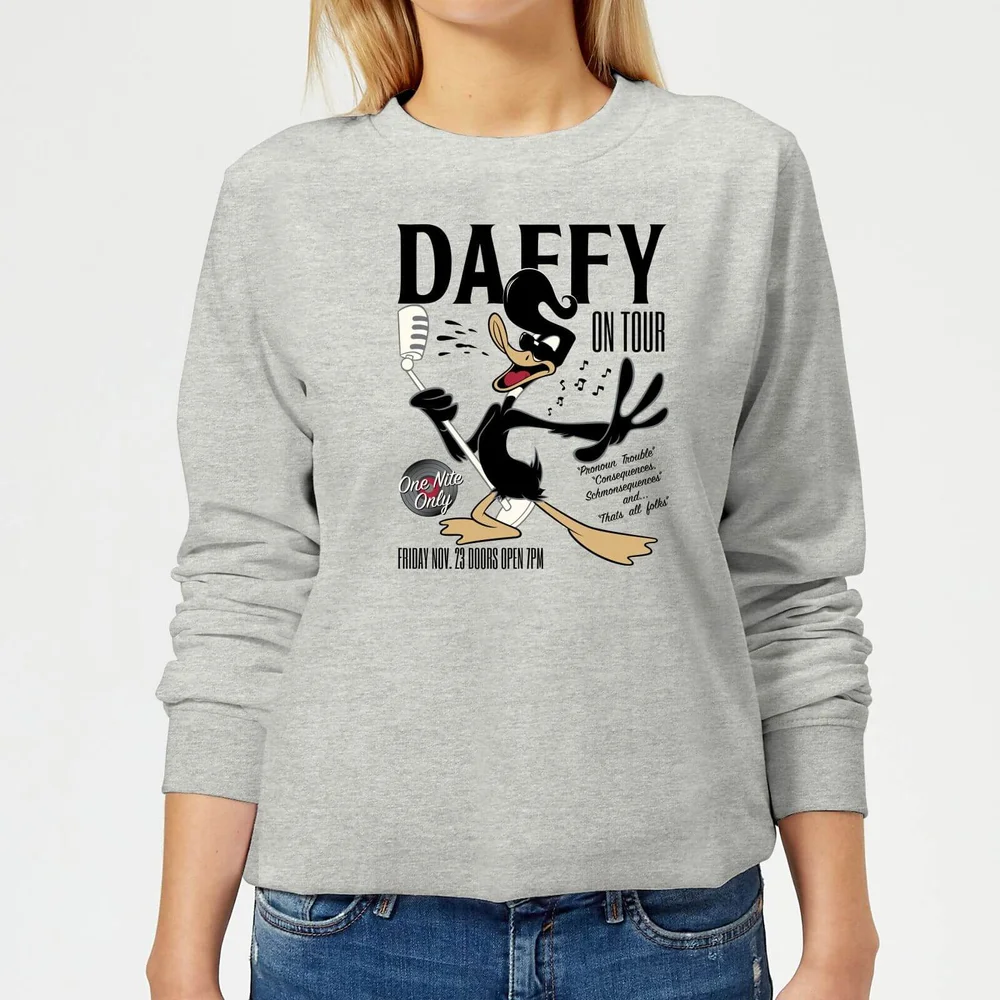 Looney Tunes Daffy Concert Women's Sweatshirt - Grey - 3XL - Grey Image 1