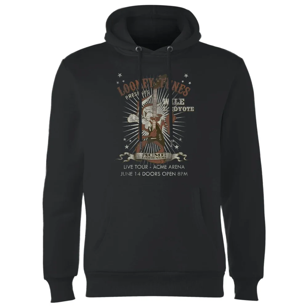 Looney Tunes Wile E Coyote Guitar Arena Tour Hoodie - Black - S Image 1