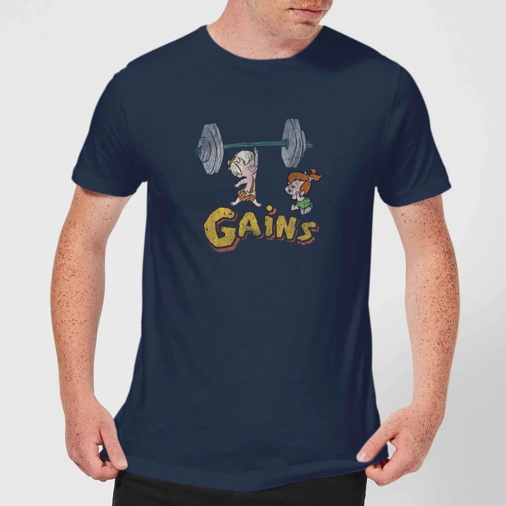 The Flintstones Distressed Bam Bam Gains Men's T-Shirt - Navy - S Image 1