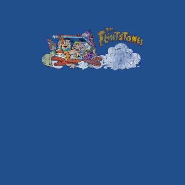 The Flintstones Family Car Distressed Men's T-Shirt - Royal Blue