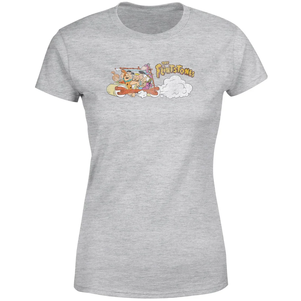 The Flintstones Family Car Distressed Women's T-Shirt - Grey - S Image 1