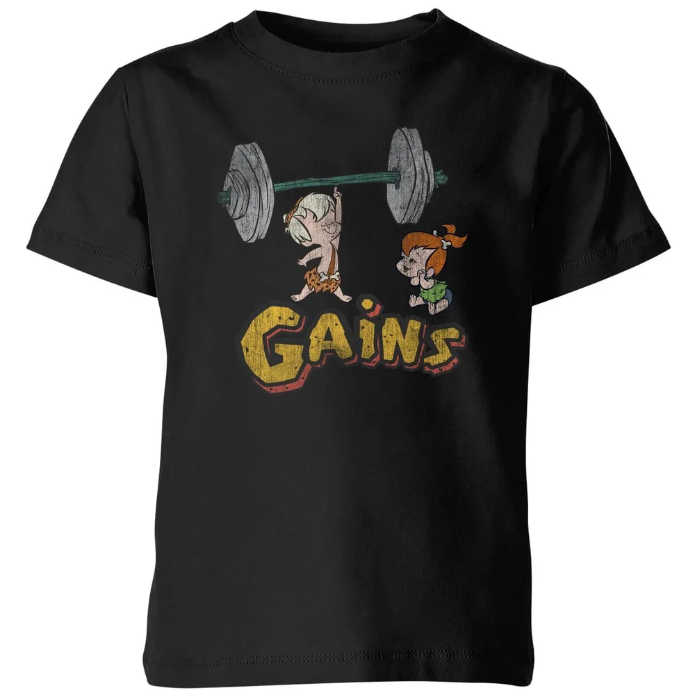 The Flintstones Distressed Bam Bam Gains Kids' T-Shirt - Black - 3-4 Years Image 1
