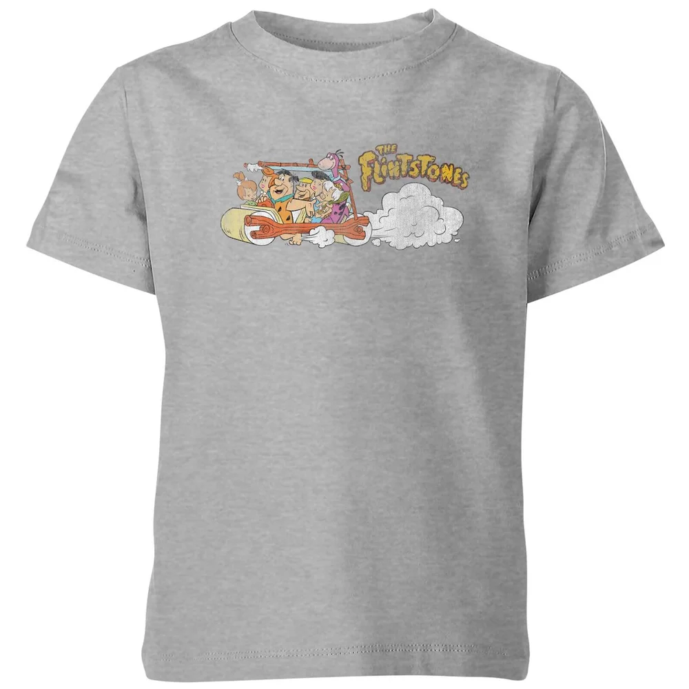 The Flintstones Family Car Distressed Kids' T-Shirt - Grey - 3-4 Years Image 1