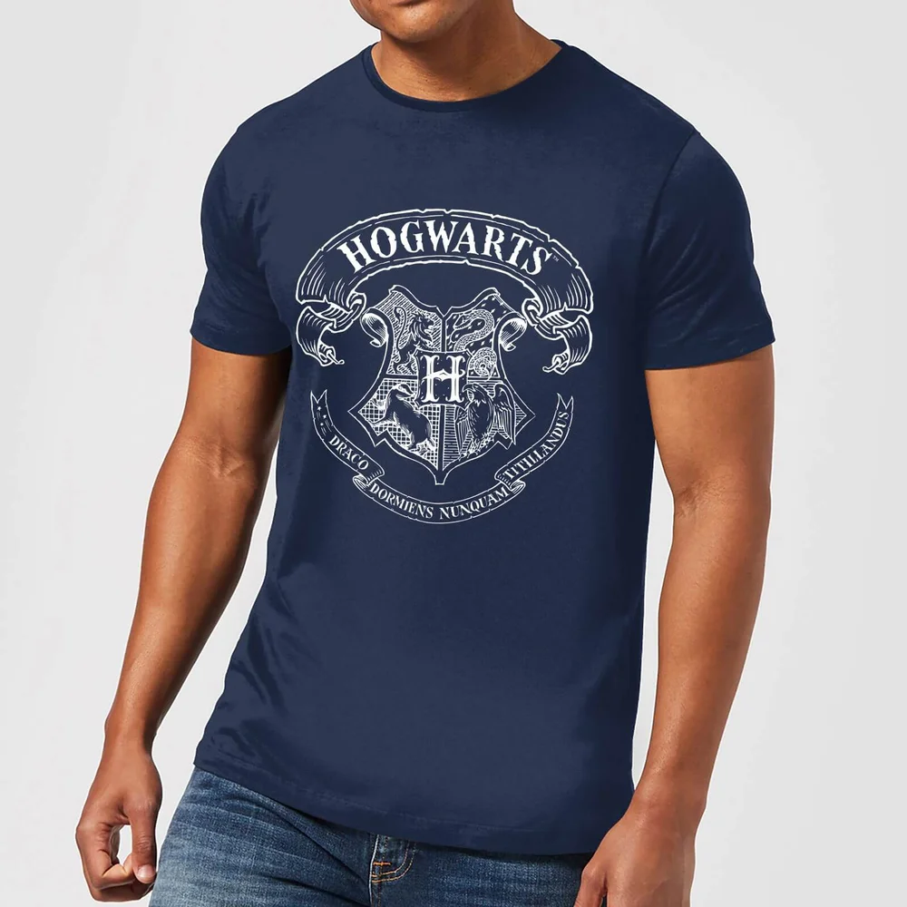 Harry Potter Hogwarts Crest Men's T-Shirt - Navy - S Image 1
